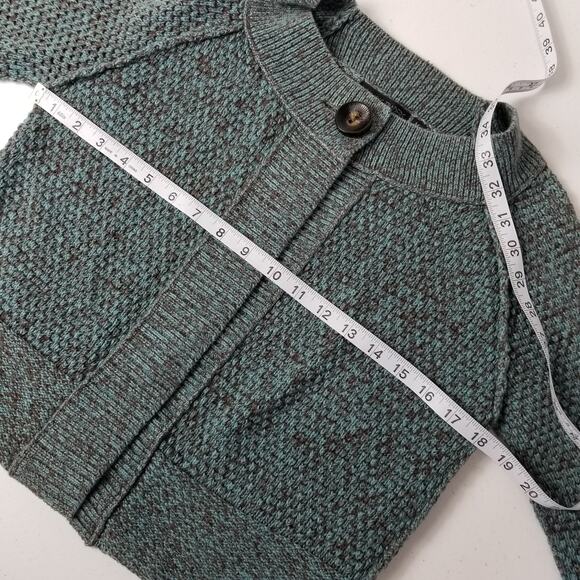 Nomadic Traders Green Brown Ramie Cotten Sweater Crop Cardigan Excellent! Size M - Picture 3 of 7